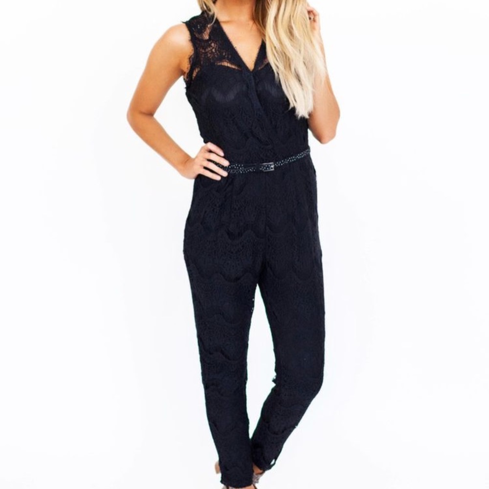 Black Lace Sleeveless Jumpsuit
